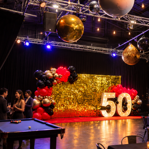 Optional balloon garland for Gold Shimmer Wall