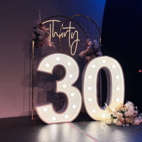 Gold arches, thirty neon and light up 30